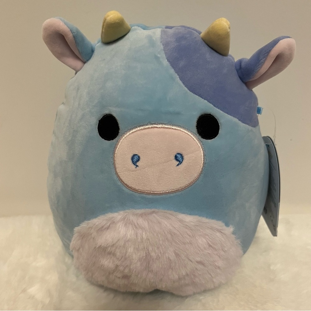 Squishmallow Clayton Blue Cow 🐮, Fuzzy Belly, BoxLunch Import 🇺🇸, 8” New